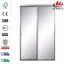 60 in. x 80 in. Beveled Edge Mirror Solid Core PlyCor Interior Closet Sliding Door with Chrome trim